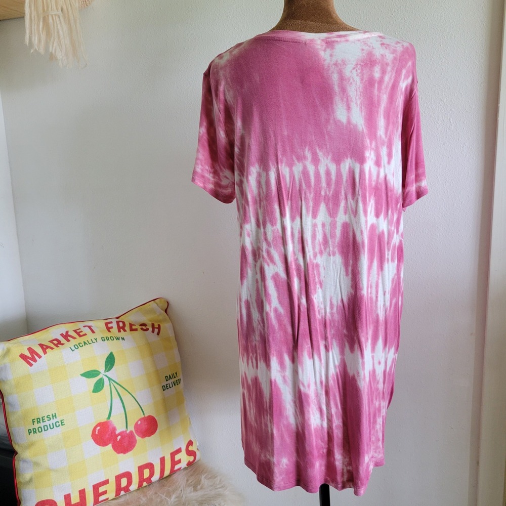Time and Tru Pink Tie Dye Knot Front T-Shirt‎ Womens Large 12-14 - Picture 4 of 9